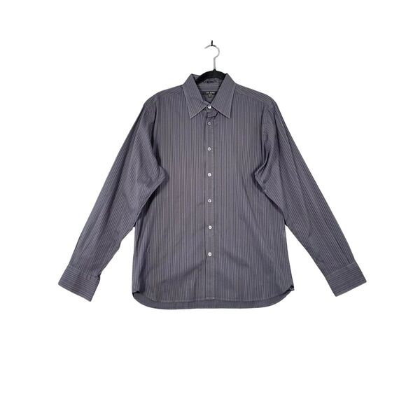 TED BAKER Gray Pinstripe Long Sleeve Collared Button Shirt SIZE 5 US 16.5 42 - Picture 1 of 11